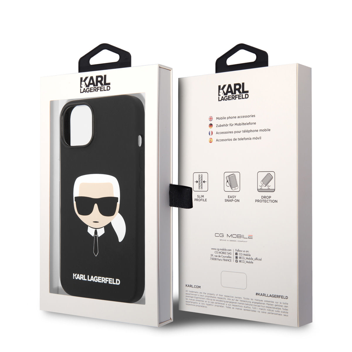 Karl Lagerfeld iPhone 14 & 13 Hardcase Backcover - Karl's Head - Black