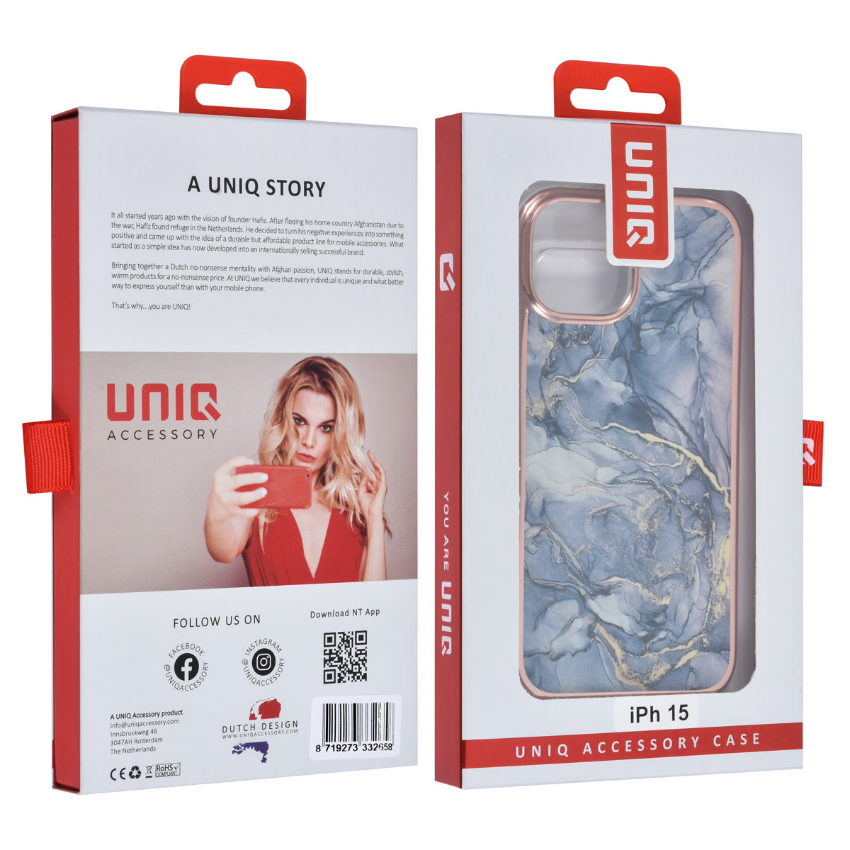 UNIQ Accessory iPhone 15 TPU Back Cover - Marble Grey