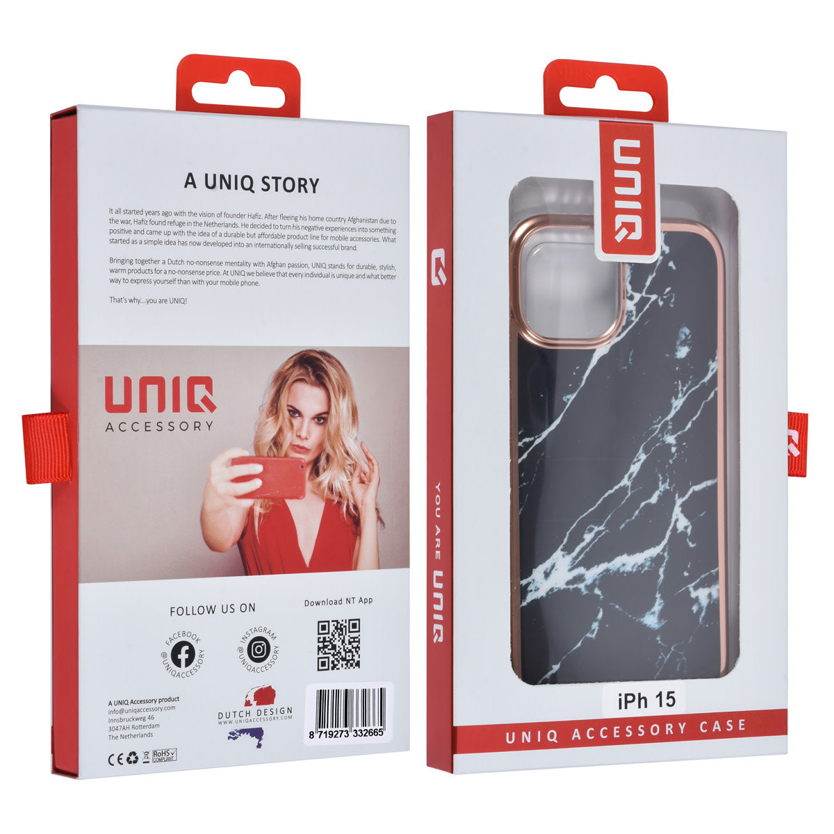 UNIQ Accessory iPhone 15 TPU Back Cover - Marble Black