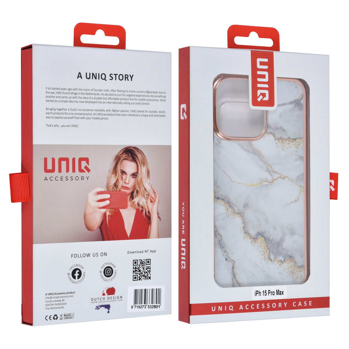 UNIQ Accessory iPhone 15 Pro Max TPU Back Cover - Marble White
