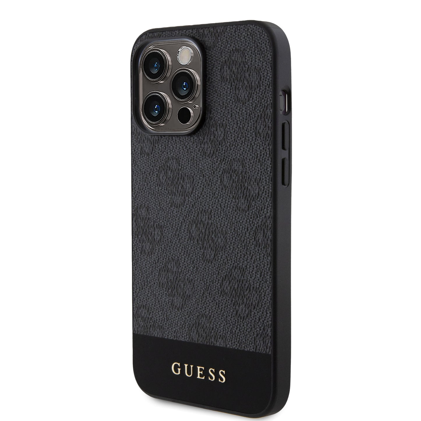 Guess iPhone 15 Pro Max Hardcase - Magsafe - 4G Pu Bottom - Black