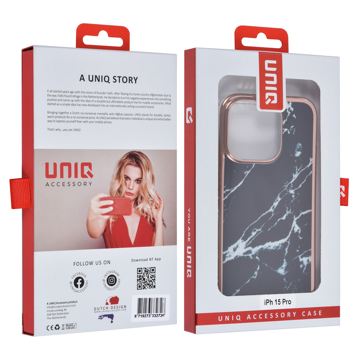 UNIQ Accessory iPhone 15 Pro TPU Back Cover - Marble Black