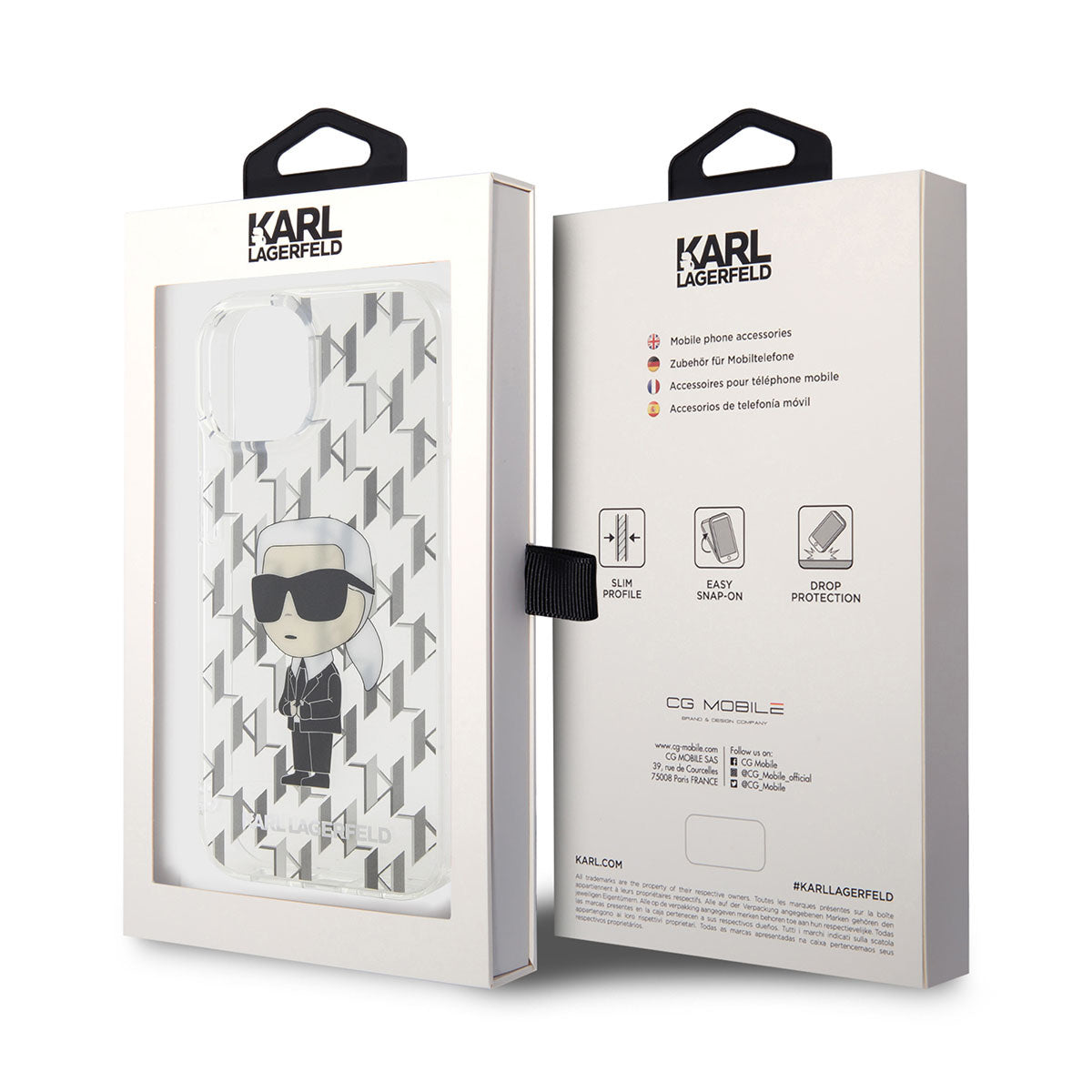 Karl Lagerfeld iPhone 15 Hardcase - Ikonik Monogram - Transparent