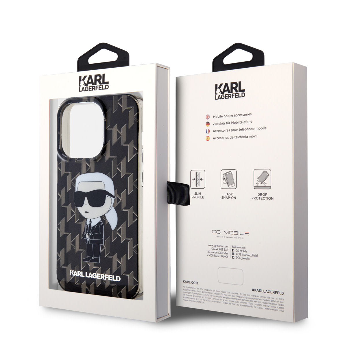 Karl Lagerfeld iPhone 15 Pro TPU Hardcase - Ikonik Monogram - Black