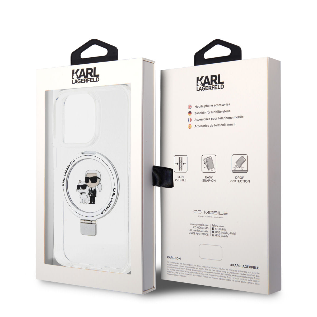 Karl Lagerfeld iPhone 15 Pro Hardcase - Magsafe compatible - Ringstand - K&C - White