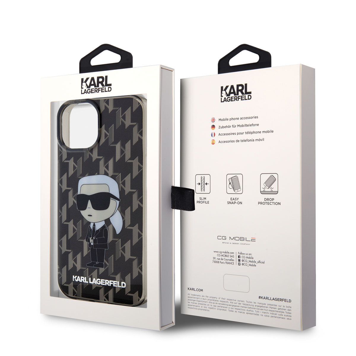 Karl Lagerfeld iPhone 15 Hardcase - Ikonik Monogram - Black