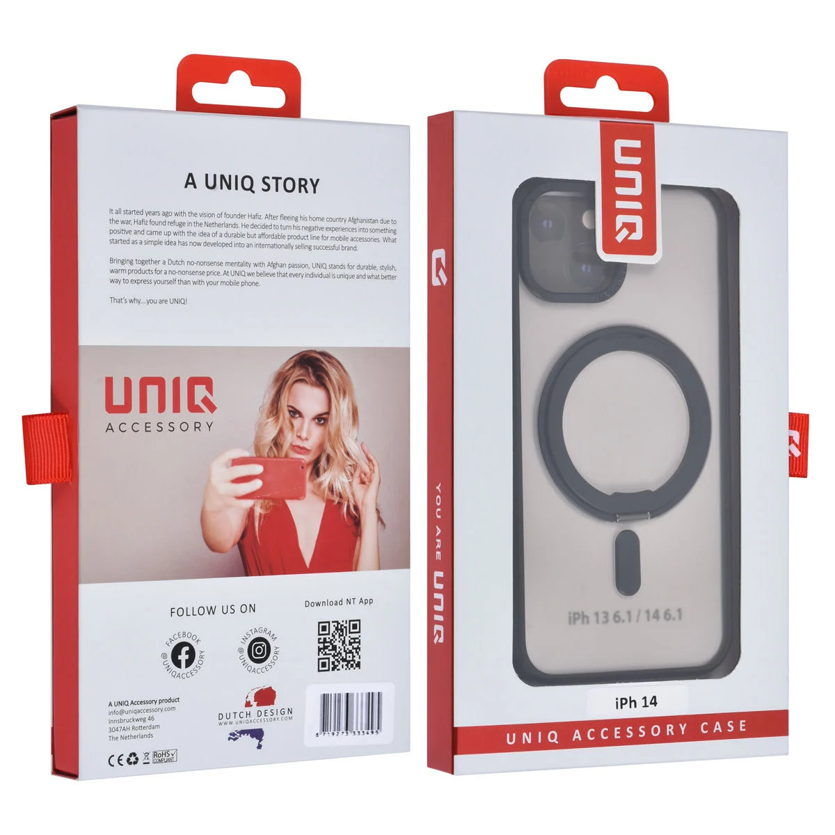 UNIQ Accessory iPhone 14 & 13 TPU Back Cover - Magsafe Compatible 360 Degrees Rotatable Stand - Black