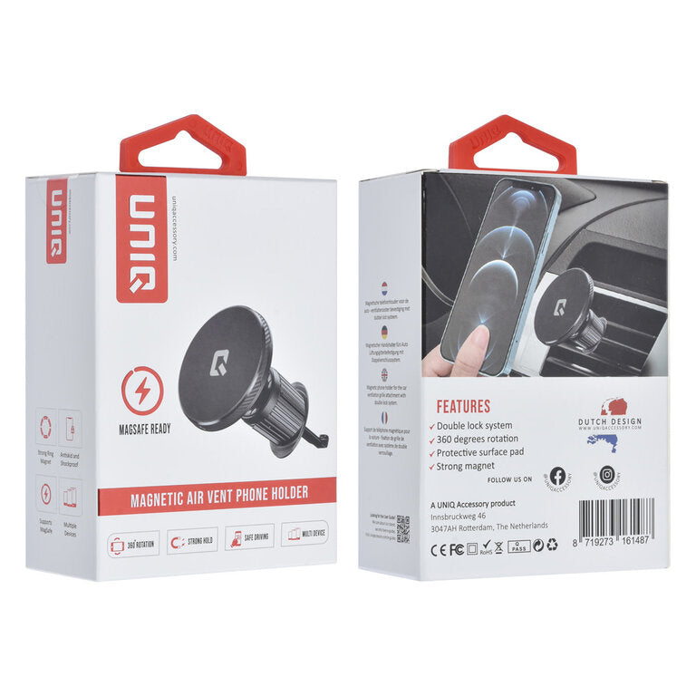 UNIQ Magsafe kompatibilis autós tartó - szellőzőrácsos rögzítéssel
