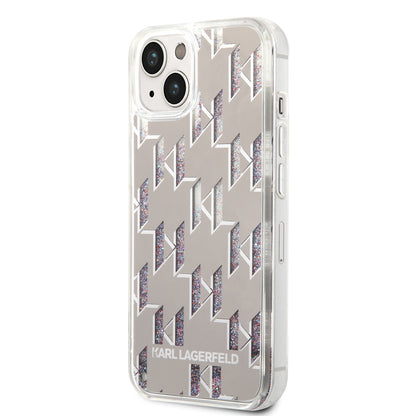 Karl Lagerfeld iPhone 14 & 13 TPU Backcover - Liquid Glitter - Monogram - Silver
