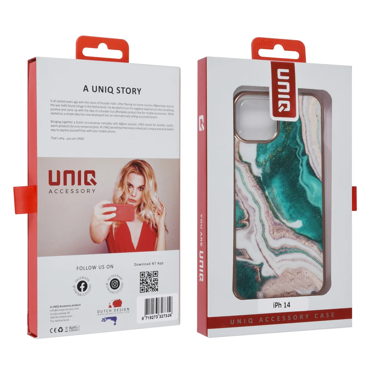 UNIQ Accessory iPhone 14 & 13 TPU Backcover - Marble Green
