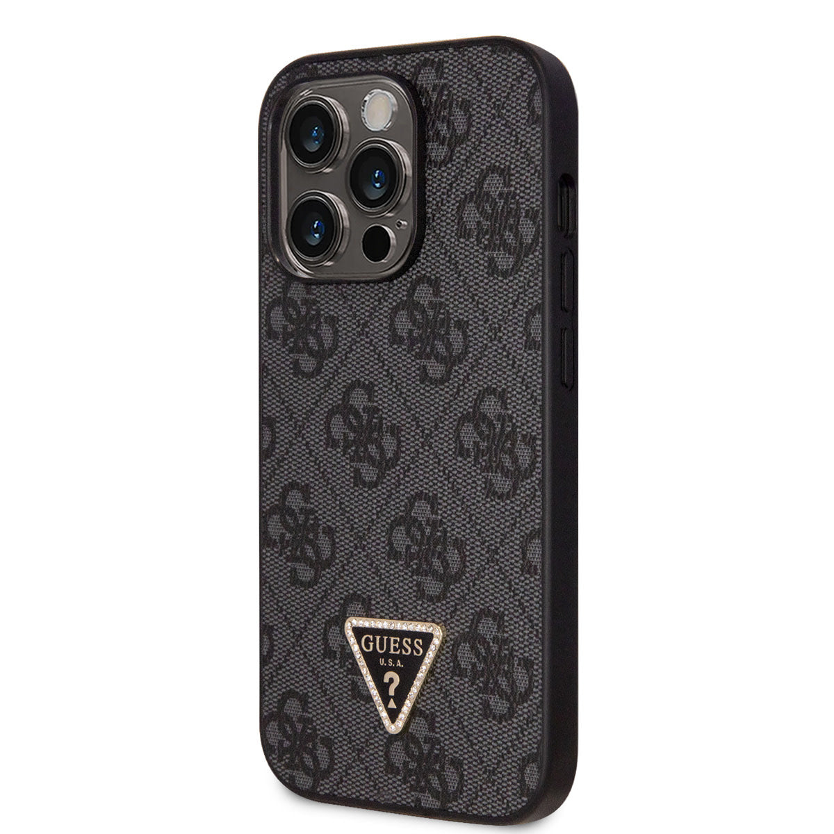 Guess iPhone 14 Pro Hardcase - 4G Logo - Strass - Black
