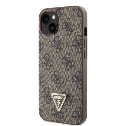 Guess iPhone 14 & 13 Hardcase - 4G Logo - Strass - Brown