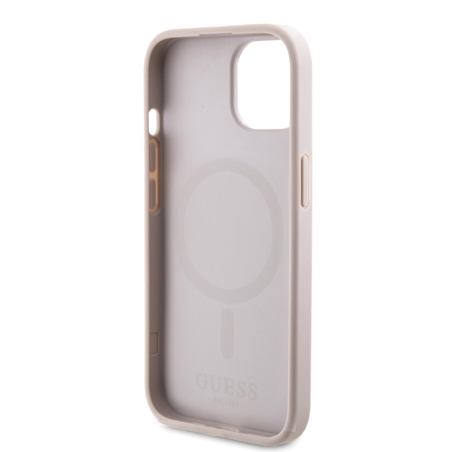Guess iPhone 15 Hardcase - Magsafe - 4G Pu Bottom - Pink