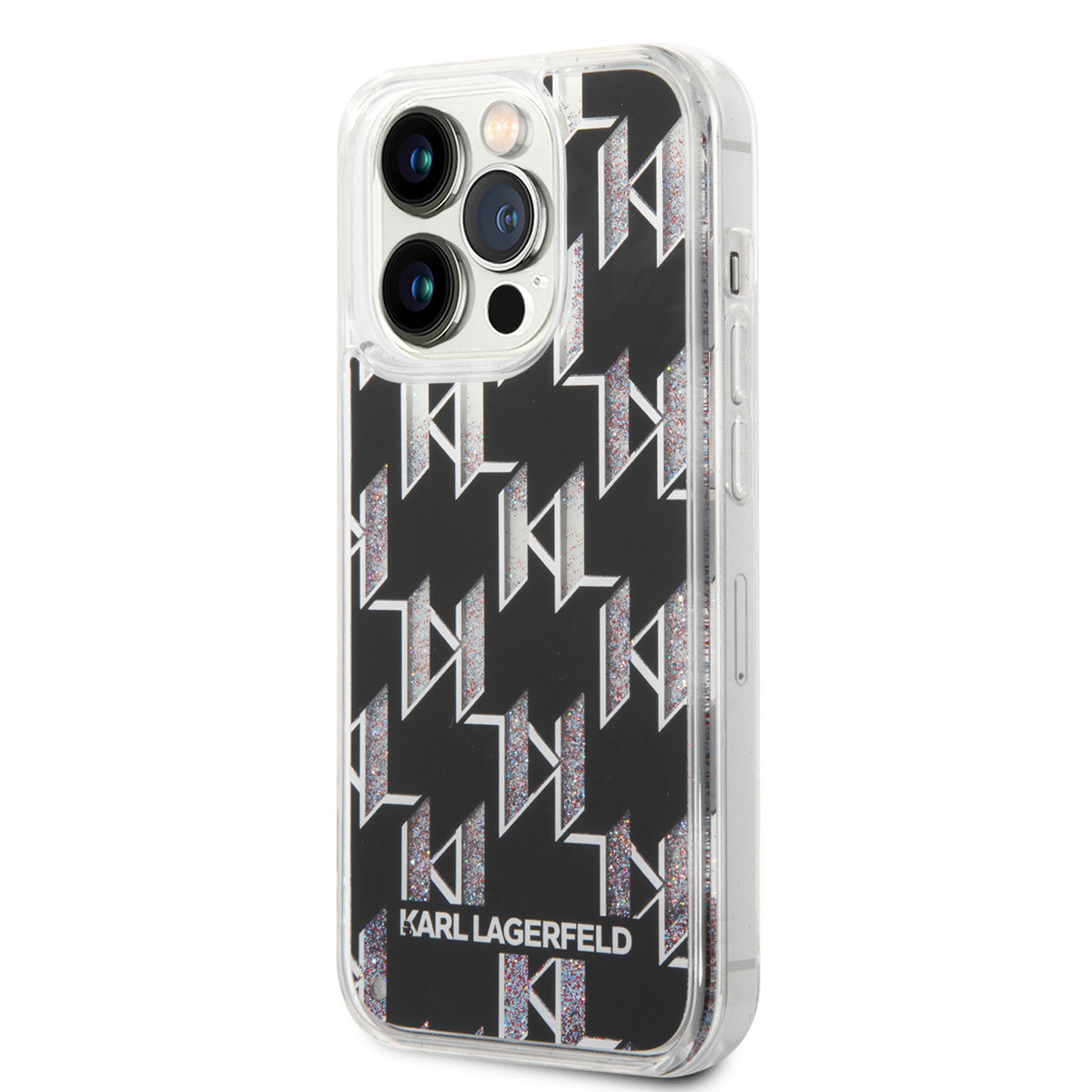 Karl Lagerfeld iPhone 14 Pro TPU Backcover - Liquid Glitter - Monogram - Black