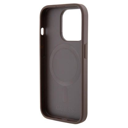 Guess iPhone 15 Pro Max Hardcase - Magsafe - 4G Pu Bottom - Brown