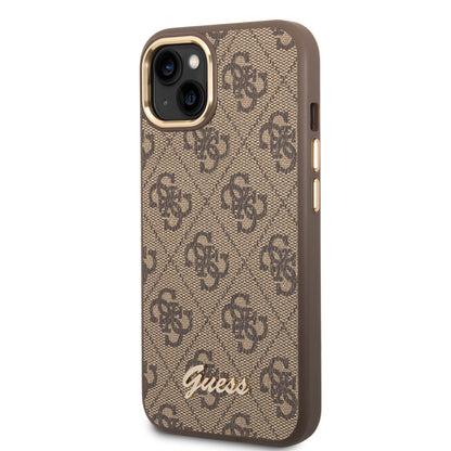 Guess iPhone 14 & 15 Plus Hardcase Backcover - 4G - Metal Buttons & Camera - Brown