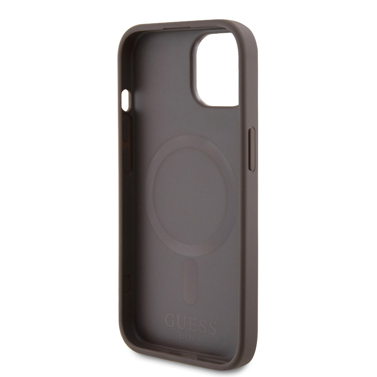 Guess iPhone 15 Hardcase - Magsafe - 4G Pu Bottom - Brown