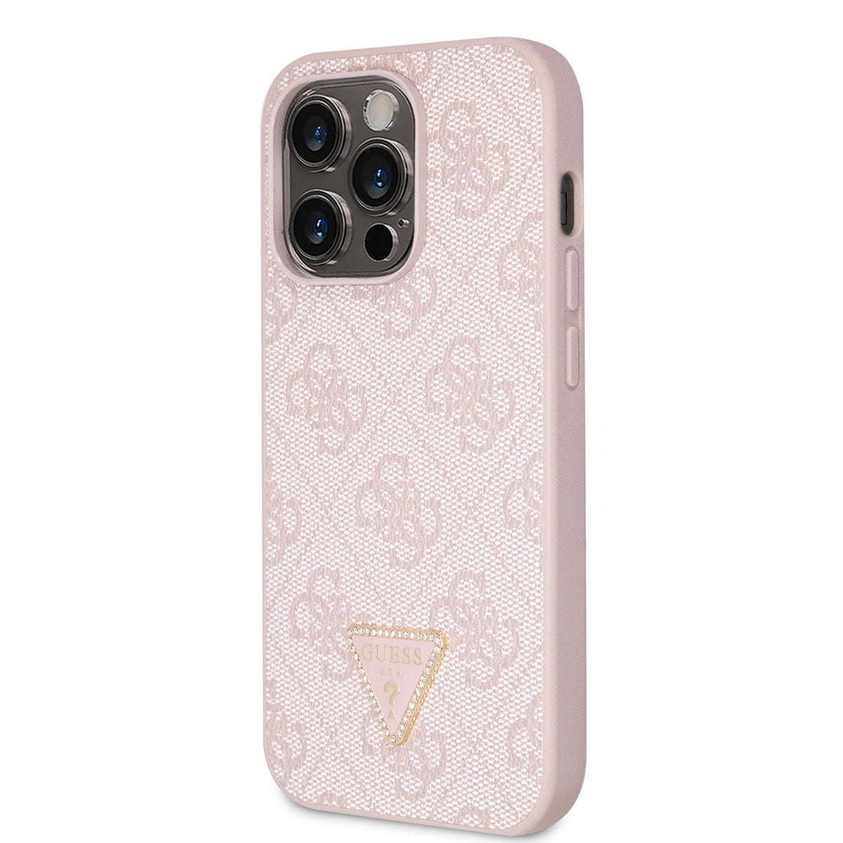 Guess iPhone 14 Pro Hardcase - 4G Logo - Strass - Pink