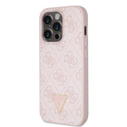 Guess iPhone 14 Pro Hardcase - 4G Logo - Strass - Pink