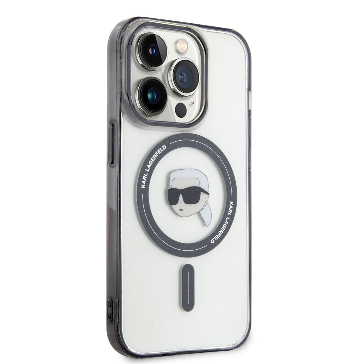 Karl Lagerfeld iPhone 15 Pro TPU Hardcase - Magsafe Compatible - Karl's Head - Transparent