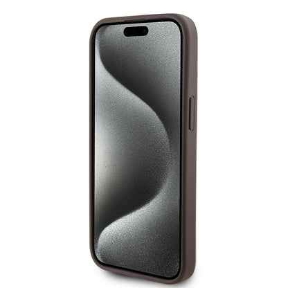 Guess iPhone 15 Hardcase - Magsafe - 4G Pu Bottom - Brown