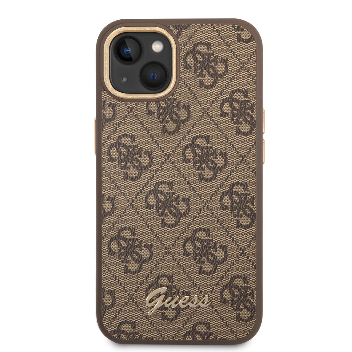 Guess iPhone 14 & 15 Plus Hardcase Backcover - 4G - Metal Buttons & Camera - Brown