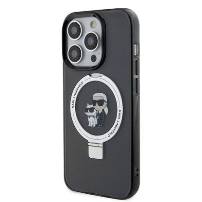 Karl Lagerfeld iPhone 15 Pro Hardcase - Magsafe compatible - Ringstand - K&C - Black
