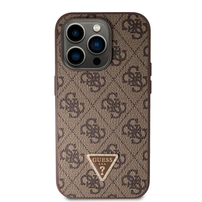 Guess iPhone 14 Pro Hardcase - 4G Logo - Strass - Brown