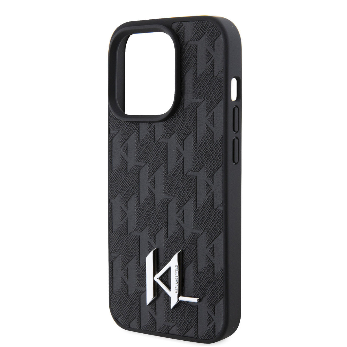 Karl Lagerfeld iPhone 15 Pro TPU Hardcase - Hot Stamp - KL Metal Logo - Monogram - Black