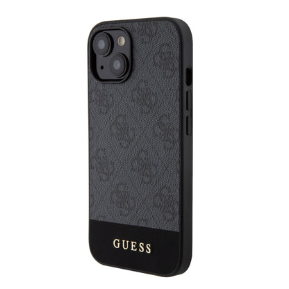 Guess iPhone 15 Hardcase - Magsafe - 4G Pu Bottom - Black