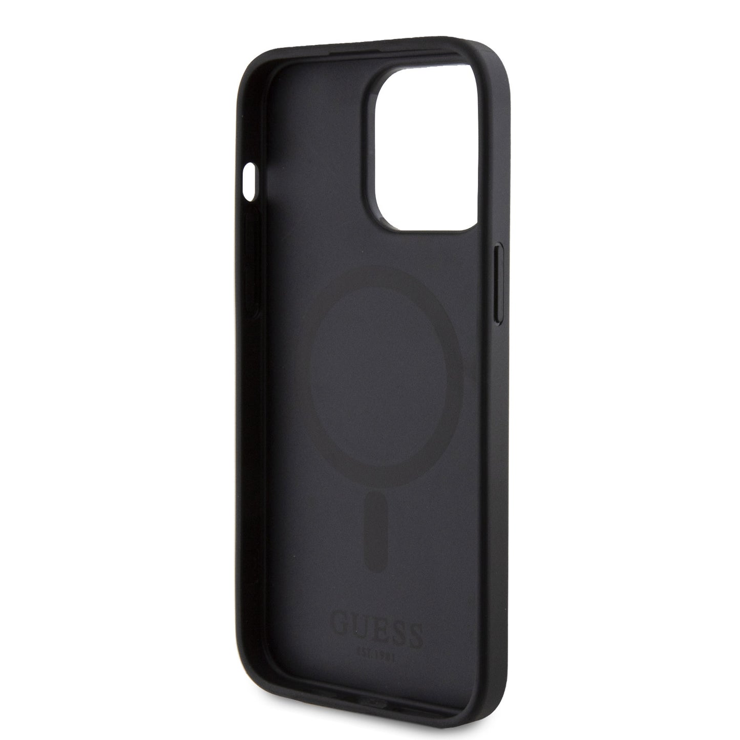 Guess iPhone 15 Pro Hardcase - Magsafe - 4G Pu Bottom - Black