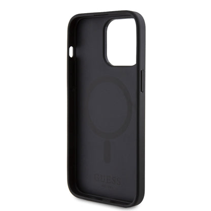 Guess iPhone 15 Pro Hardcase - Magsafe - 4G Pu Bottom - Black
