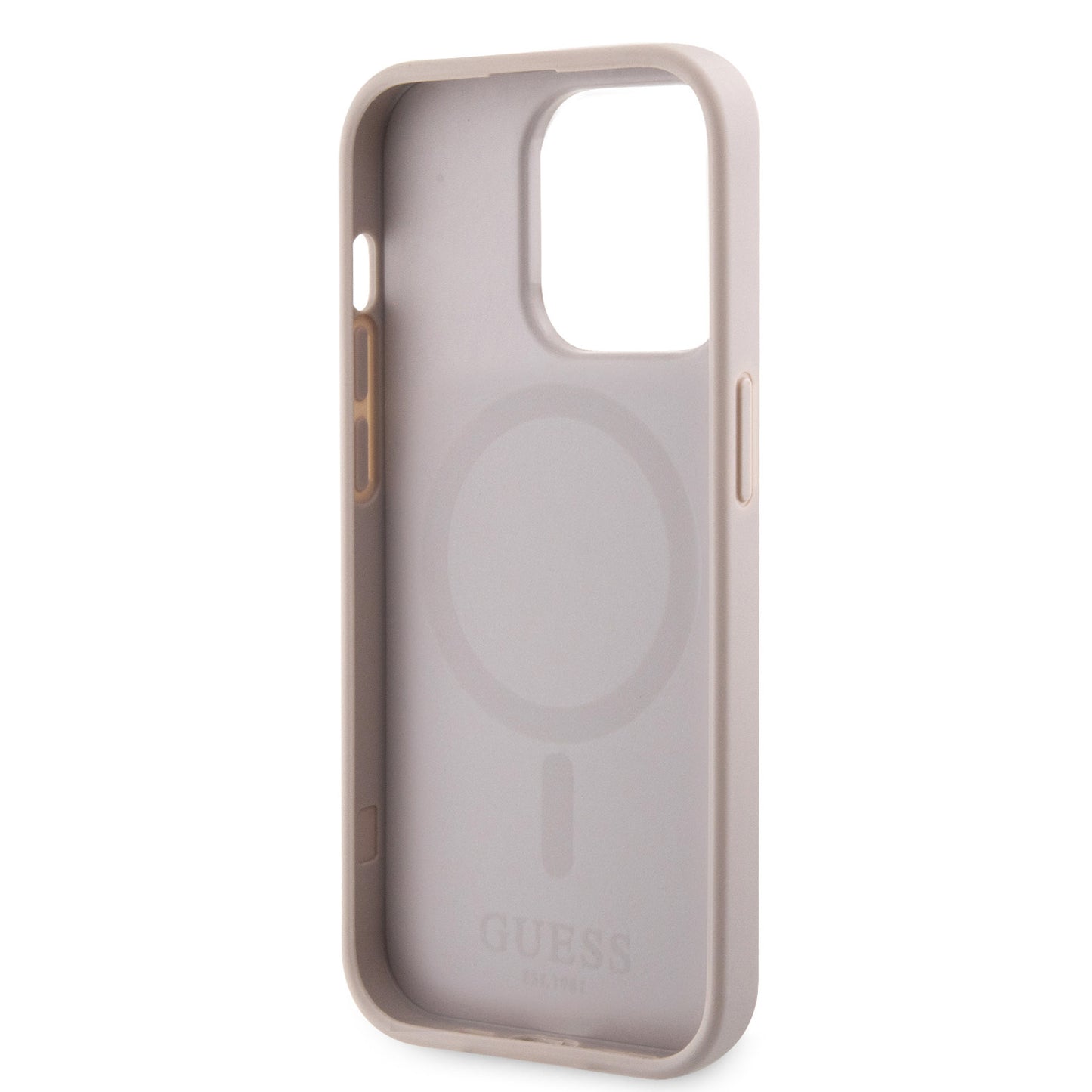 Guess iPhone 15 Pro Hardcase - Magsafe - 4G Pu Bottom - Pink