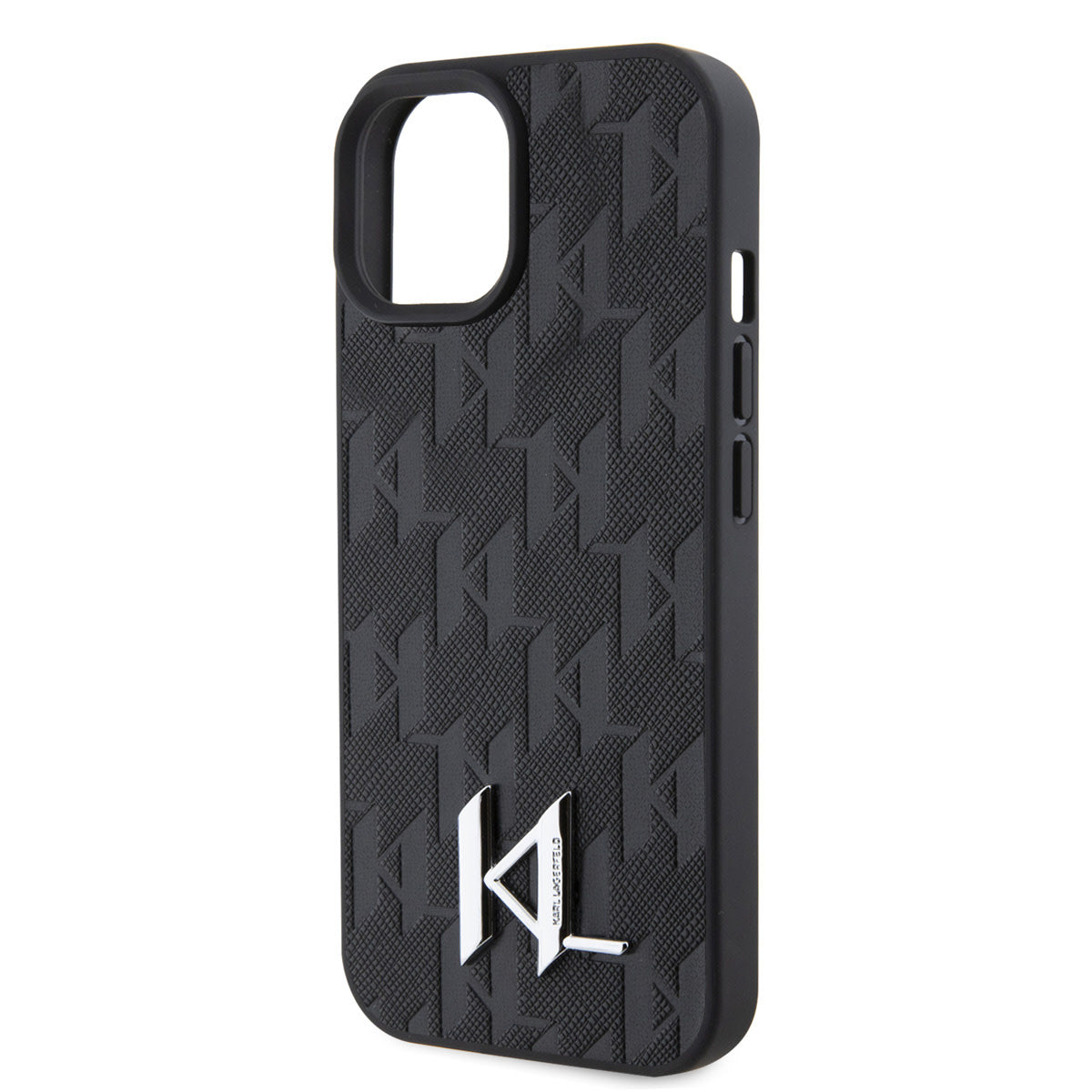 Karl Lagerfeld iPhone 15 TPU Hardcase - Hot Stamp - KL Metal Logo - Monogram - Black