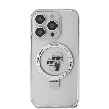 Karl Lagerfeld iPhone 15 Pro Hardcase - Magsafe compatible - Ringstand - K&C - White