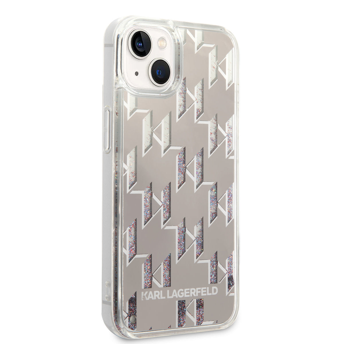 Karl Lagerfeld iPhone 14 & 13 TPU Backcover - Liquid Glitter - Monogram - Silver