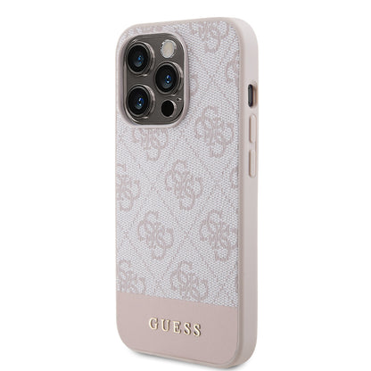Guess iPhone 15 Pro Hardcase - Magsafe - 4G Pu Bottom - Pink