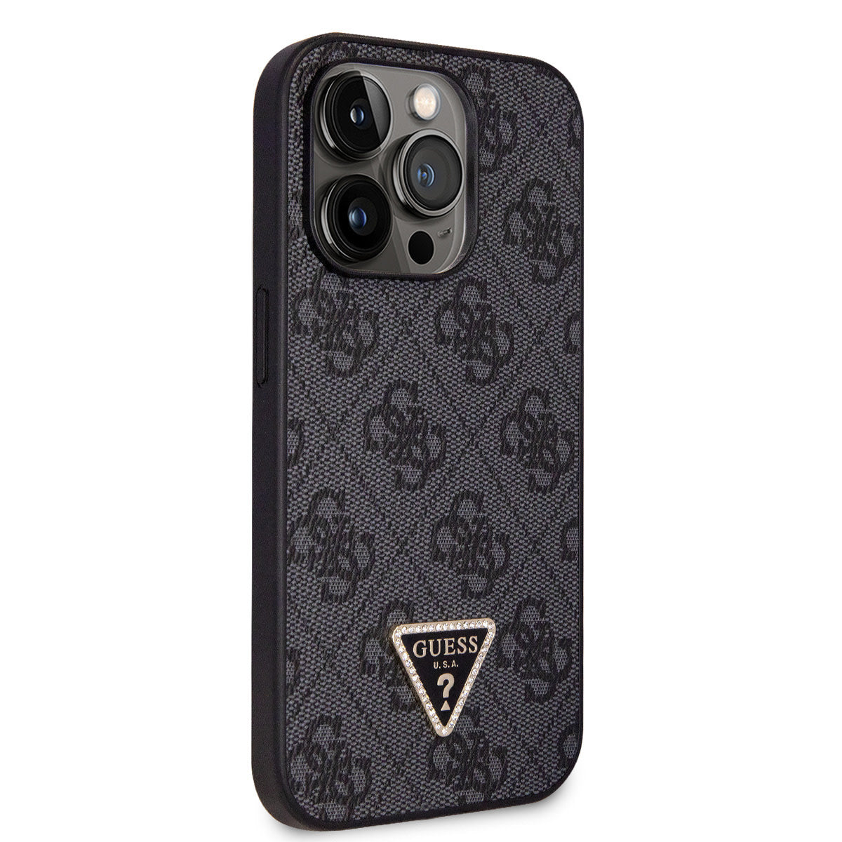 Guess iPhone 14 Pro Hardcase - 4G Logo - Strass - Black