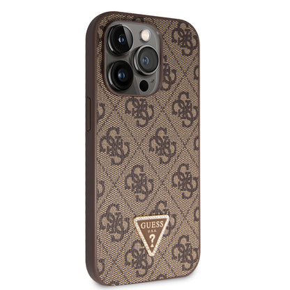 Guess iPhone 14 Pro Hardcase - 4G Logo - Strass - Brown