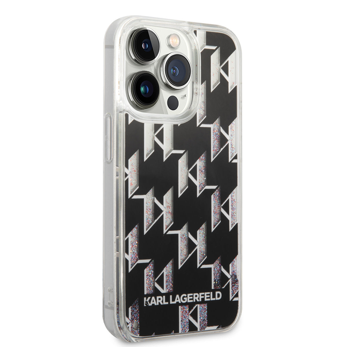 Karl Lagerfeld iPhone 14 Pro TPU Backcover - Liquid Glitter - Monogram - Black