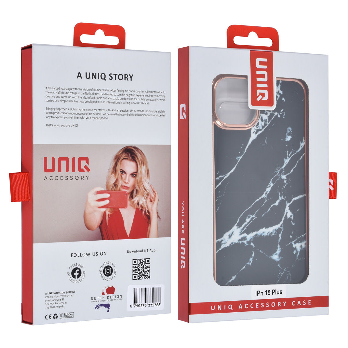 UNIQ Accessory iPhone 15 & 14 Plus TPU Back Cover - Marble Black