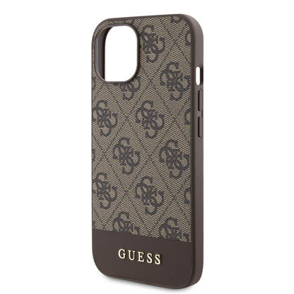 Guess iPhone 15 Hardcase - Magsafe - 4G Pu Bottom - Brown