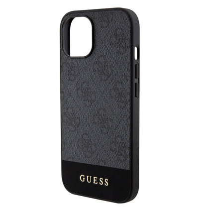 Guess iPhone 15 Hardcase - Magsafe - 4G Pu Bottom - Black