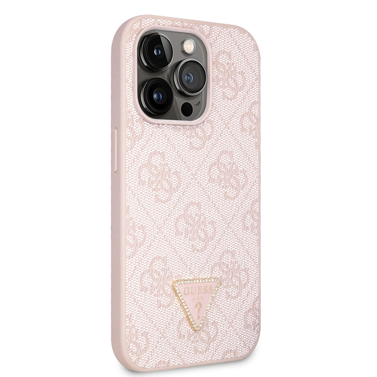 Guess iPhone 14 Pro Hardcase - 4G Logo - Strass - Pink