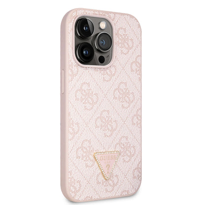 Guess iPhone 14 Pro Hardcase - 4G Logo - Strass - Pink