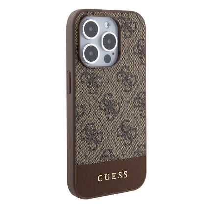 Guess iPhone 15 Pro Hardcase - Magsafe - 4G Pu Bottom - Brown
