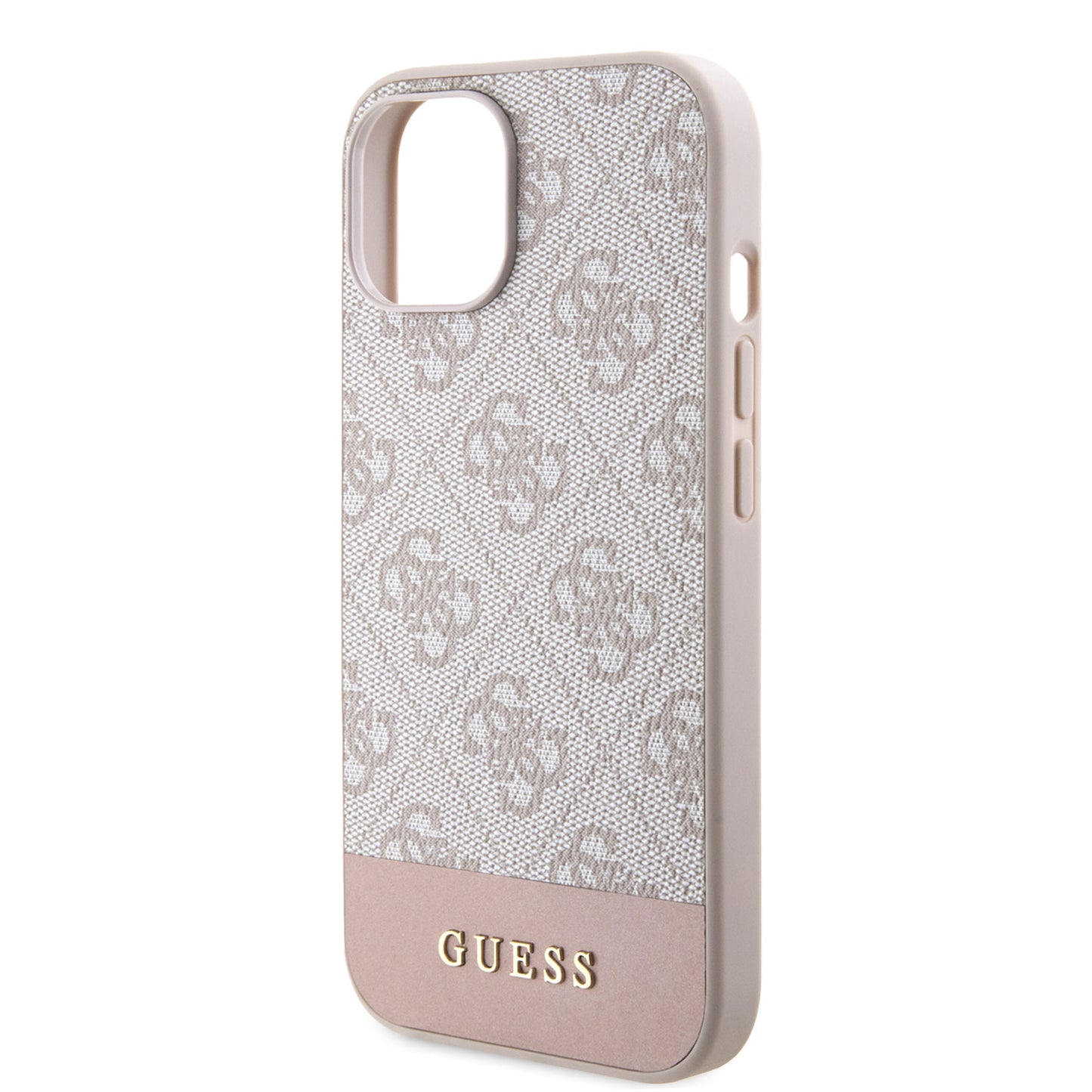 Guess iPhone 15 Hardcase - Magsafe - 4G Pu Bottom - Pink