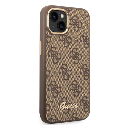 Guess iPhone 14 & 15 Plus Hardcase Backcover - 4G - Metal Buttons & Camera - Brown