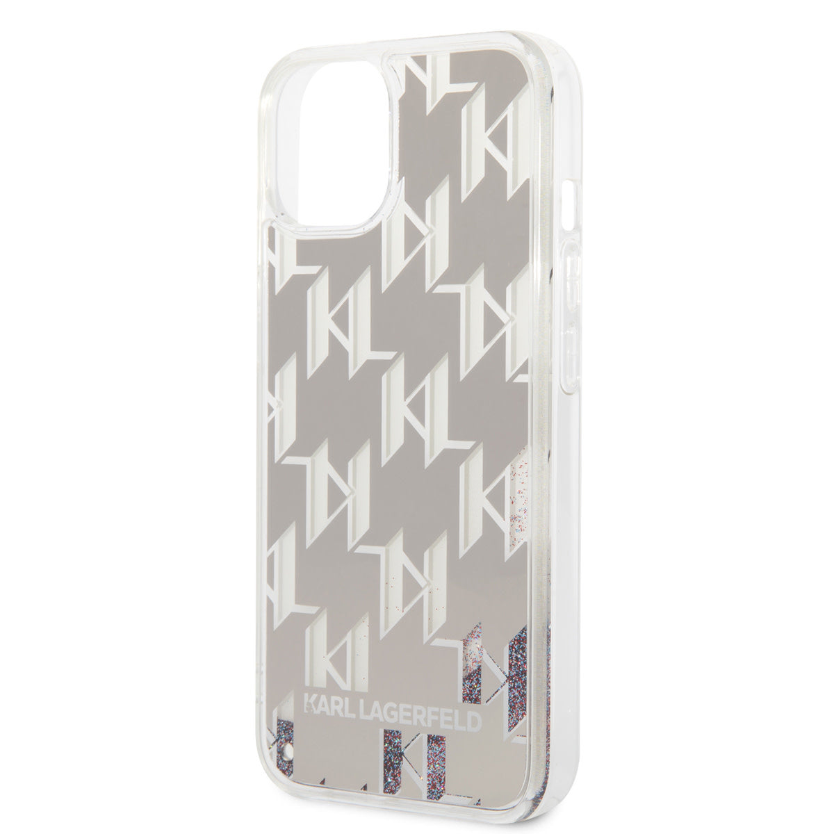 Karl Lagerfeld iPhone 14 & 13 TPU Backcover - Liquid Glitter - Monogram - Silver