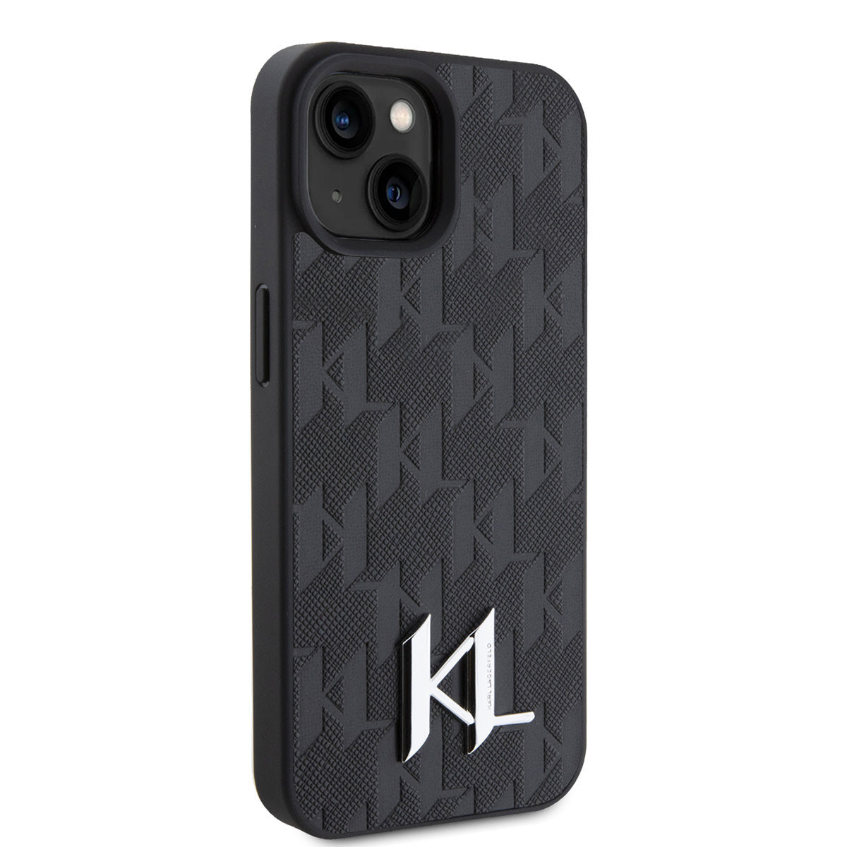 Karl Lagerfeld iPhone 15 TPU Hardcase - Hot Stamp - KL Metal Logo - Monogram - Black